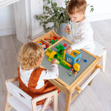 Costway Kids’ Multi-Activity Play Table – Reversible Block Surface, Study Desk, Storage & Paper Roll