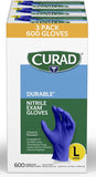 Curad Durable Nitrile Exam Gloves, 600 Count, Powder-free and Non-sterile