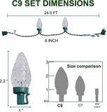 50 LED C9 Christmas String Lights, 24.5 ft Connectable Indoor & Outdoor Patio Holiday Lights