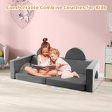 8-Piece OLAKIDS Modular Kids Play Couch – Gray Foam Fort-Building Sectional Sofa
