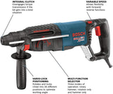 BOSCH Bulldog Xtreme 11255VSR 1-Inch SDS-Plus Rotary Hammer Drill – 8 Amp Corded Concrete & Masonry Hammer with 3 Modes and Carrying Case