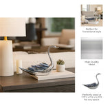 Decorative Swan Sculpture with Blue Kyanite Stone, Silver Metal Tabletop Figurine