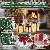 Christmas Lighted Gift Boxes, Set of 3 Battery-Operated Holiday Decorations with 50 LEDs