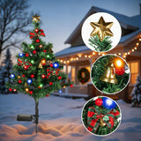 Solar Christmas Tree Lights, 2-Pack Outdoor Garden Stake Lights with 40 Colorful LEDs