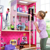 KidKraft Uptown Modern Wooden Dollhouse – 3 Floors, Pool, Elevator, Lights, Sounds & 36 Accessories