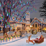 10-Tube 360 LED Meteor Shower Icicle String Lights, 14.44 ft Connectable Outdoor Falling Rain Lights