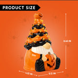Joyfy 8.5" Ceramic Halloween Gnome Tree with LED Pumpkin Lanterns Decor