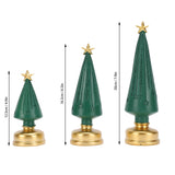 3-Piece LED Resin Christmas Tree Figurines – Green Lighted Tabletop Holiday Décor Set (4.9", 6.5" & 7.9")