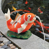 Kohaku Koi Fish Spitter Statue, Resin Garden Fountain Sculpture with Copper Pipe Insert