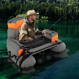 Goplus Inflatable Fishing Float Tube with Rod Holder, Paddle & Flippers, 350 lb Capacity, Portable Fishing Boat