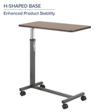 Over the Bed Side Table Wheels Hospital Overbed Rolling Tray Adjustable Bedside!