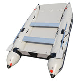 BRIS 11 ft Inflatable Catamaran Boat with Air Deck Floor, Oars, Aluminum Benches & Carry Bag