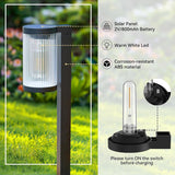 8 Pack Solar Pathway Lights, Stripe-transparent Shade & Tungsten-filament Landscape Lights