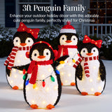 Best Choice Products 4-Piece Lighted 3FT Pop-Up Penguin Family Christmas Decoration