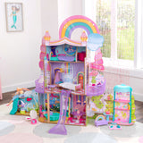 KidKraft Rainbow Dreamers Wooden Waterfall Grotto Dressing Room – Carry Handle, Closet & Doll Accessories