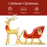 Best Choice Products 4-Foot Lighted Christmas Reindeer and Sleigh Outdoor Décor Set with 205 LED Lights