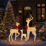 5FT Lighted Gold Christmas Reindeer Family Set – 3-Piece Outdoor Yard Decoration with 290 Warm White LEDs