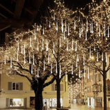 10-Tube 360 LED Meteor Shower Icicle String Lights, 14.44 ft Connectable Outdoor Falling Rain Lights