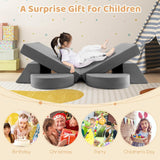 8-Piece OLAKIDS Modular Kids Play Couch – Gray Foam Fort-Building Sectional Sofa
