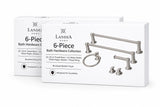 Landia Home 6-Piece Bathroom Hardware Set, Satin Brushed Nickel Towel Bar Kit