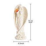 15" H Solar Angel Garden Statue with Butterfly LED Light, Large Resin Angel Sculpture
