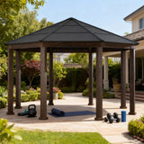 Sunjoy 15' x 15’ Daybreak Octagon Gazebo, Aluminum Roof & Steel Frame Gazebo