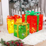 Christmas Lighted Gift Boxes, Set of 3 Battery-Operated Holiday Decorations with 50 LEDs