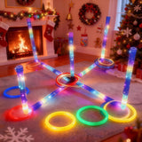 LED Light-Up Ring Toss Game for Kids and Adults, Portable Indoor and Outdoor Party Game
