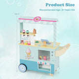 OLAKIDS Wooden Grocery Store Marketplace – Mobile Pretend Shop with Cash Register, Scale & 30 Accessories