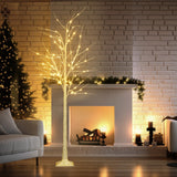 6-Foot LED Birch Tree with 200 Warm White Fairy Lights, Christmas Tree Seasonal Decoration