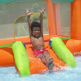 H2OGO! Kids Tropical Outdoor Inflatable Mega Bouncer with Water Slide, Splash Pool & Water Blaster
