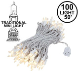 100-Count Incandescent Mini Christmas String Lights, 50 ft White Wire Holiday Light Set,
