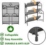 Foldable 3-Tier Countertop Storage Organizer Rack – 11.8" × 5.8" × 16.6"  Metal Shelf