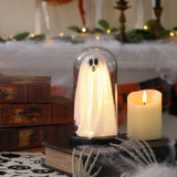 Halloween Light-Up Ghost Cloche Decoration 8.3", Handmade LED Tabletop Decor