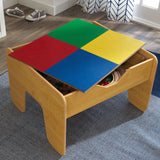 225-Piece KidKraft Reversible Wooden Activity Table – Building Brick Board, Train Set & Storage