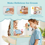 OLAKIDS Wooden Grocery Store Marketplace – Mobile Pretend Shop with Cash Register, Scale & 30 Accessories