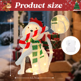 20" H Lighted Christmas Dog Decoration with Candy Cane – White Plush LED Holiday Décor