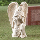 16" Resin Praying Guardian Angel Garden Statue, Religious Memorial Sculpture