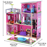 KidKraft Uptown Modern Wooden Dollhouse – 3 Floors, Pool, Elevator, Lights, Sounds & 36 Accessories
