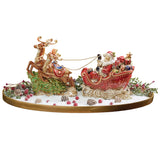 burton + BURTON Porcelain Santa Sleigh & Reindeer Christmas Figurine Set