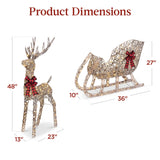 Best Choice Products 4-Foot Lighted Christmas Reindeer and Sleigh Outdoor Décor Set with 205 LED Lights