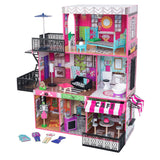 KidKraft Brooklyn Loft Wooden Dollhouse – 3 Levels, 6 Rooms & 25 Accessories with Lights and Sounds