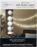Mainstays 21 Ft 50-Count LED Globe Lights with Frosted White G20 Globes