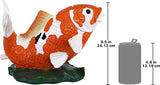 Kohaku Koi Fish Spitter Statue, Resin Garden Fountain Sculpture with Copper Pipe Insert