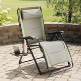 Timber Ridge Zero Gravity Lounger Chair with Side Table – Folding Reclining Patio Lounge Chair