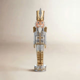 Haute Decor 37.6" Gold and Silver Resin Christmas Nutcracker with Metallic Glitter