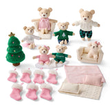 Two-story Tiny Plush Animal Family Dollhouse Playset with 6 Plush Bear or Mouse
