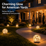 4-Pack 5" Solar Cracked Glass Globe Lights – 30 LEDs, IP65 Outdoor Garden Lighting, Yellow or Purple