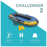 Intex Challenger 2 Inflatable Boat Set with Oars & High-Output Pump, 2-Person Raft