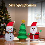 Lighted Snowman, Santa Claus & Christmas Tree Outdoor Decoration with 150 Warm White LED Lights